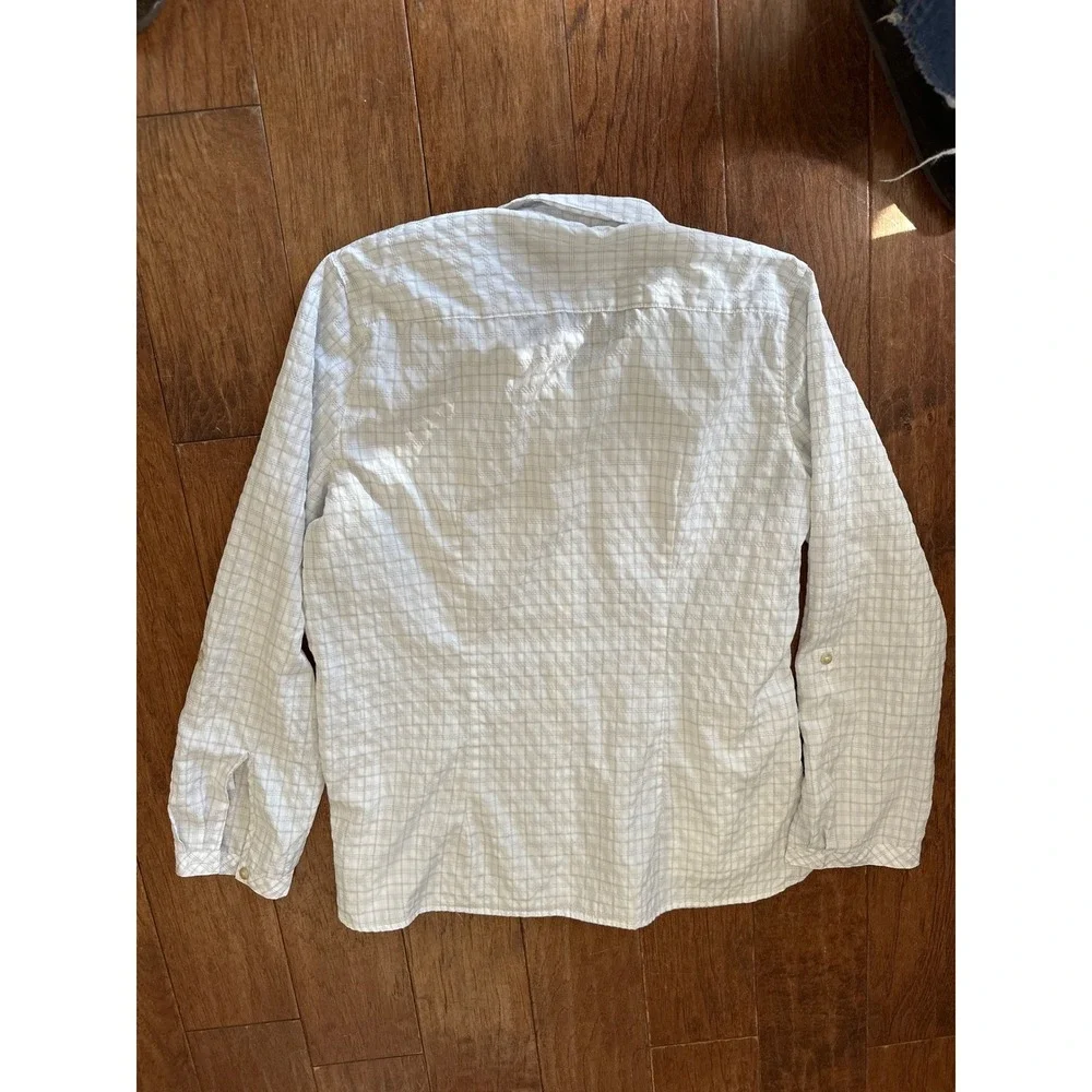 Eddie Bauer Travex Womens XL White Grey Grid Button Down Roll Tab Hiking Shirt - Picture 3 of 4